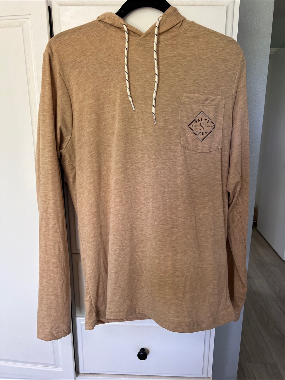 Salty Crew Men’s Tan Lightweight Hooded Long Sleeve Shirt
